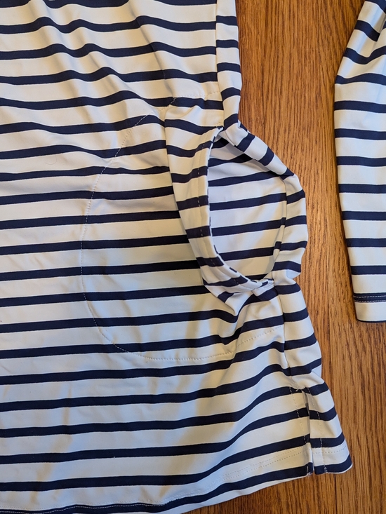 Lands' End Striped Quarter-Zip Long Sleeve Top - White & Navy - Picture 4 of 7